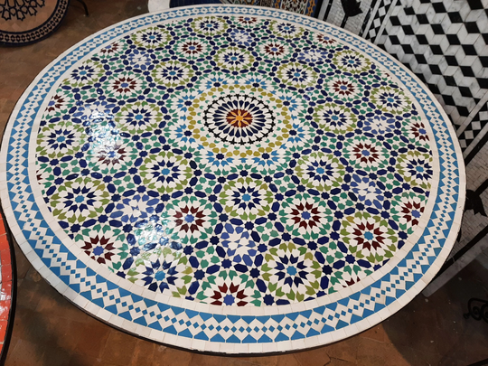 Handmade Moroccan Mosaic Table, Customizable Outdoor/Indoor Table, Multi-Color Mosaic, Antique Home Decor