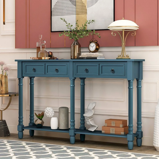 Console Table Sofa Table with Drawers and Long Shelf