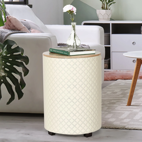 Round Storage Ottoman Coffee Table For Living Room Bedroom