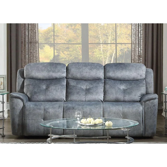 Sofa (Power Motion) in Gray Leather/Gray Fabric/Espresso Microfiber/Chocolate Velvet