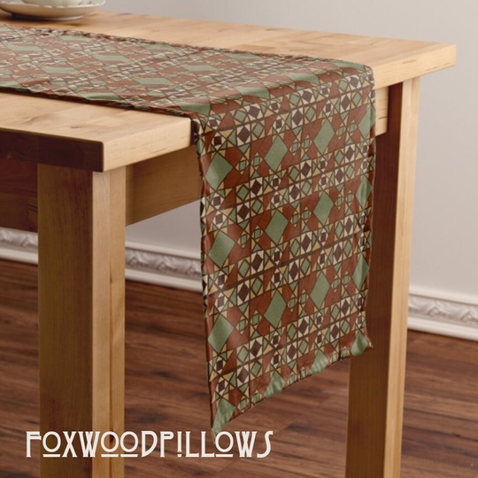 Fall Table Setting, Geometric Design, Colors, Elegant Runner, Traditional Dinning Room, Placemat, Napkins, Décor