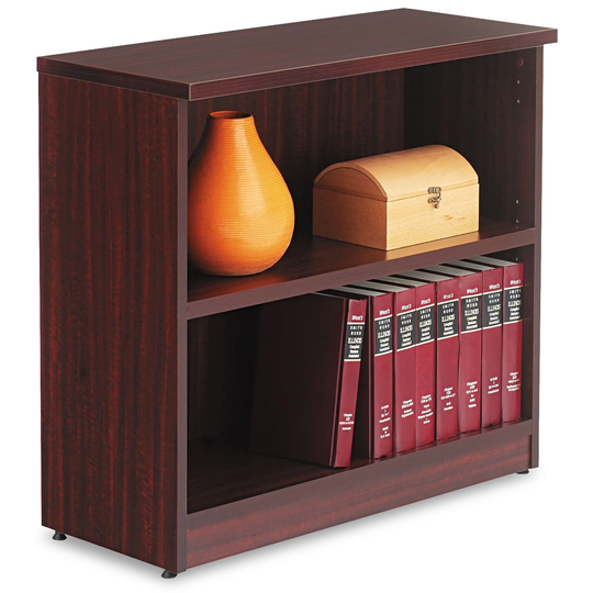 Alera Valencia Series Bookcase, Two-Shelf, 31 3/4 x 14 x 29 1/2, Mahogany - 31 3/4" x 14" x 29 1/2"