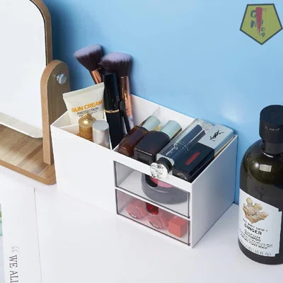 Office Desk Organizer With Drawer, Office Supplies And Desk Accessories, Business Card/Pen/Pencil/Mobile Phone/Stationery Holder Storage Box
