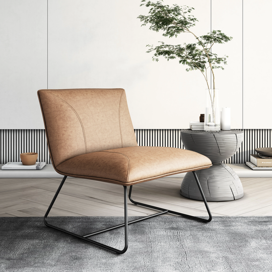Corvus Soloway Oversize Bonded Leather Lounge Slipper Chair
