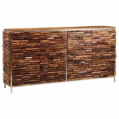 80 Inch Narrow Modern Rustic Plank Wood Accent Sideboard Server