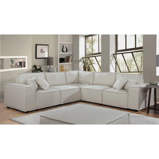 Copper Grove Doetinchem Beige Linen Sectional Chaise Sofa