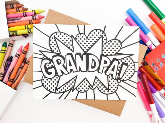 Grandpa Card From Grandkids - Coloring For Grandparent's Day