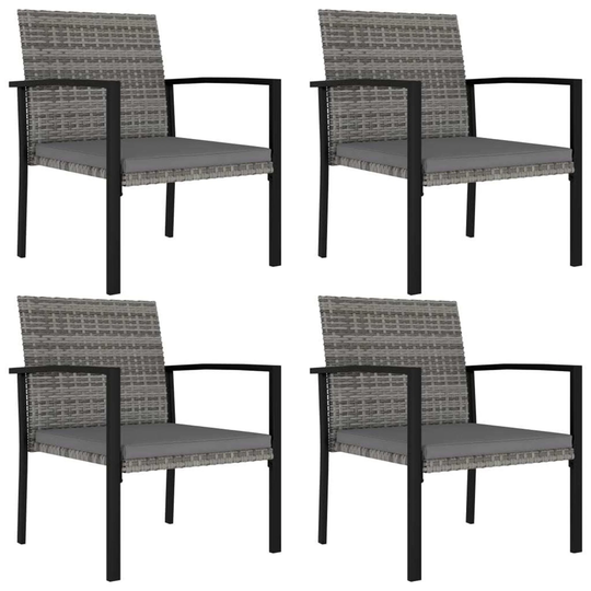 Garden Dining Chairs, 4 pcs Rattan Chair Set with Seat Cushion, Gray