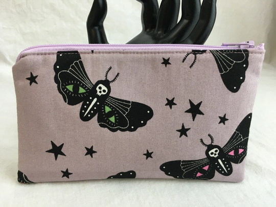 Moon Moths Padded Zipper Pencil Case, Glasses Gadget Bag