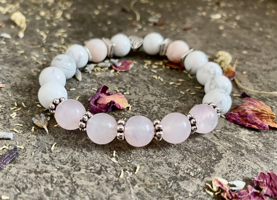 Affirmation Self Love Bracelet, Manifesting Bracelet, Calming Jewelry, Anxiety Relief, Rose Quartz, Howlite, Pink Zebra Stone, Gift