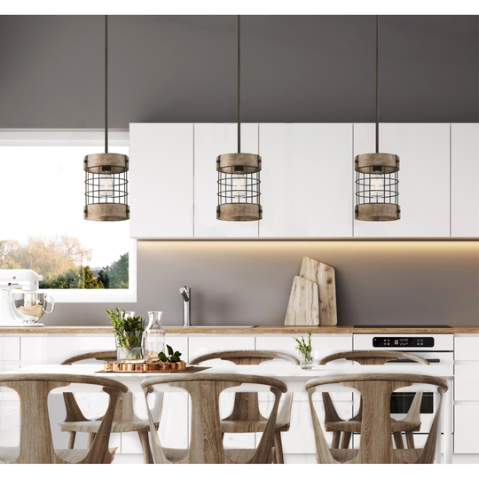 Westinghouse Lighting Langston One-Light Oil Rubbed Bronze and Vintage Pine Indoor Pendant