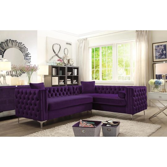 Chic Home Susan Blue Velvet Tufted Modern Sofa