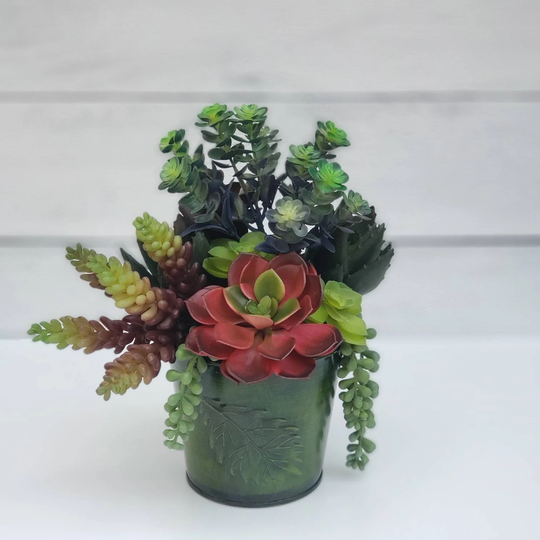 Fall Succulent Table Decor, Faux Centerpiece, Small End Centerpiece