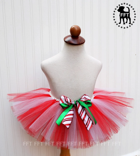Dog Christmas Tutu, Candy Cane, Holiday Dog Outfit