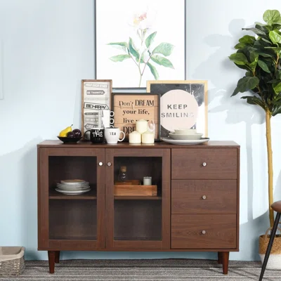 Large Storage Space Sideboard With Drawers And Cabinets