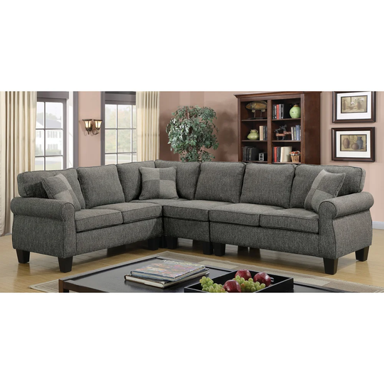 Furniture of America Nele Traditional Linen Fabric L-shaped Sectional Sofas