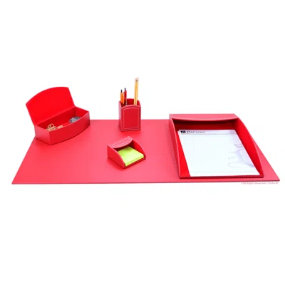 Navy Blue Office Leather Desk Organizer Set