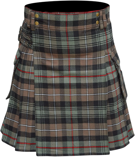 Utility Kilt Scottish Mens Mackenzie Weathered, Highland Handmade Tartan Pocket Kilt, For Men, Traditional Gift