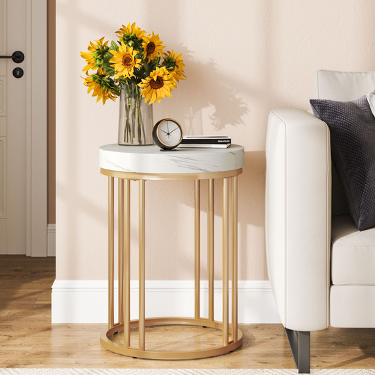 Round Side Table End Table for Living Room Bedroom, Thick Sturdy - 9.69 x 9.84 x 23.62 inches