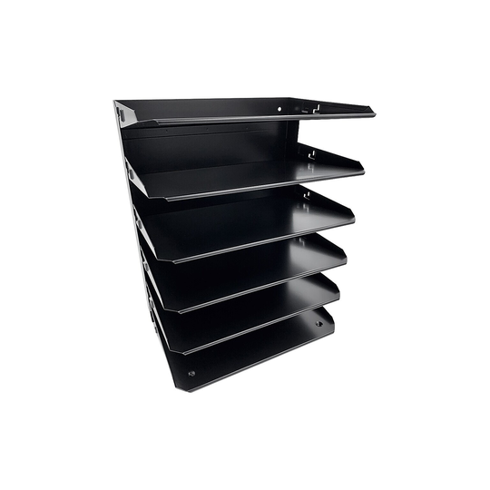 Huron 6-Compartment Black Steel File Organizer - 15" x 12" x 8.75"
