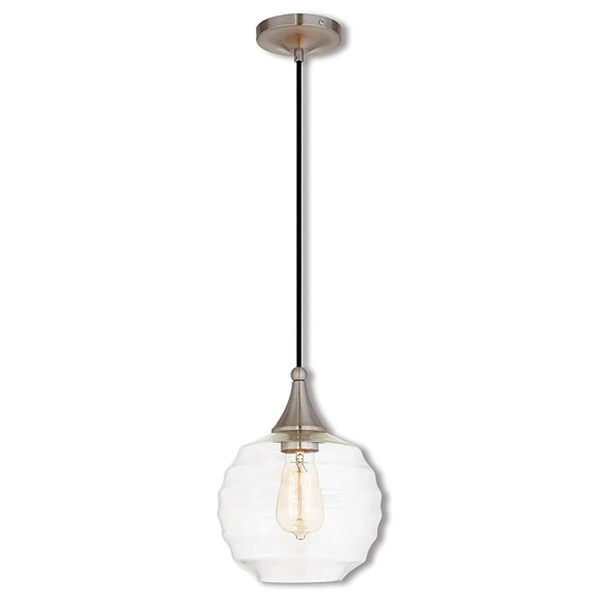Livex Lighting Art Glass Brushed Nickel Single-Light Mini Pendant - Silver