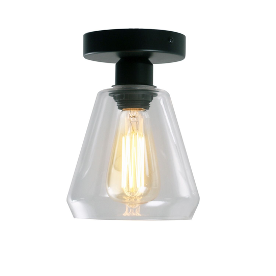 5.9-inch Vintage Simple Glass Cone Semi Flush Mount Light