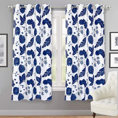 Red Barrel Studio® Gianna Floral Botanical Print Flower Leaf Lined Thermal Insulated Room Darkening Blackout Grommet Window Curtains