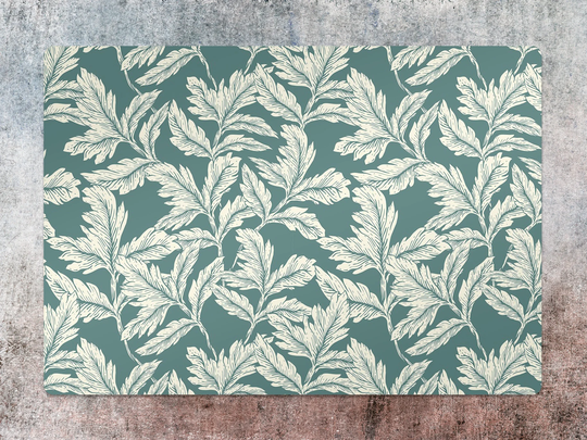 Oldfgrayioned Leaves Chair Mat, Green Vinyl Floor Beige Protective Botanical Splat Area Rug, Gift Idea