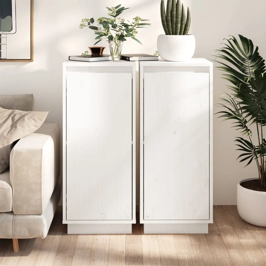 Sideboards 2 pcs White 12.4"x13.4"x29.5" Solid Wood Pine