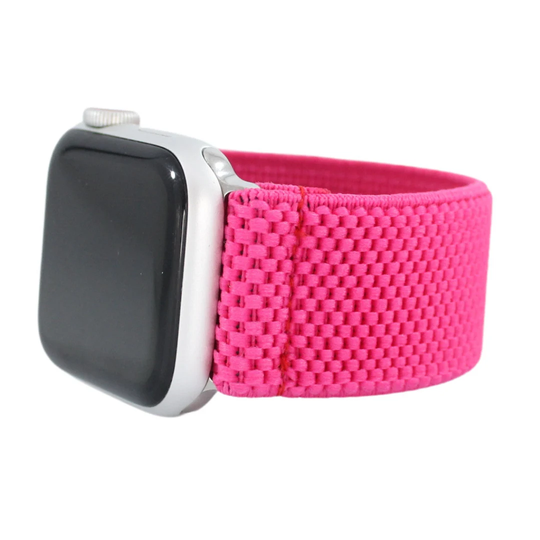 Elastic Watch Band For Apple - All Series | Models 1 8, Se, Ultra Textured Solid Pink Bright Loop