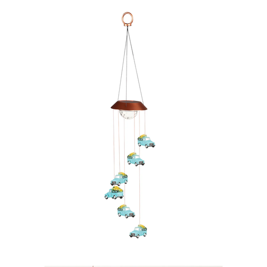29 in. Truck with Florals Color-Changing Solar Mobile with Spinning Light Refractor
