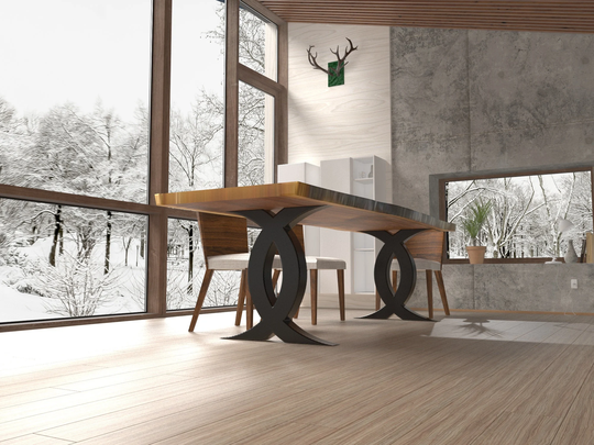 steel Dining Table Legs Designer X Edition. Unique Model Handmade in Eu. Fit With Modern, Industrial Or Rustic Home Deco [Flnwx871]
