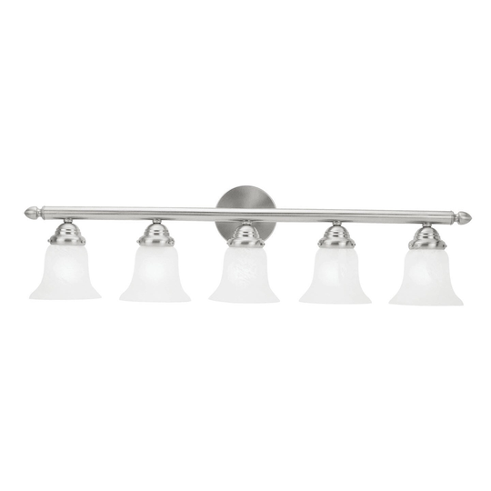 Livex Lighting Neptune Brushed Nickel Steel/Alabaster Glass 5-light Bath Light - Polished chrome - Polished chrome