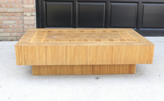 Mid-Century Modern Pencil Rod Parquetry Coffee Table
