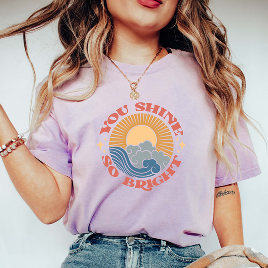 Comfort Colors Celestial Shirt, You Shine So Bright Sun Comfy Oversized Aesthetic Boho