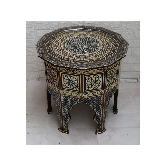 Handcrafted Coffee & End Table, Mosaic Wooden Side Mother Of Pearl Inlay Morocco Moroccan Home Decor Furniture