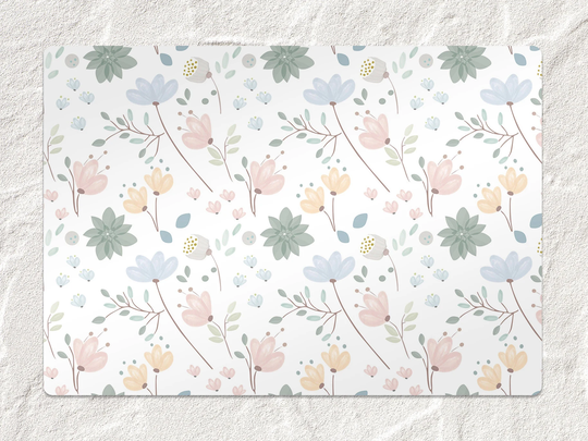 Watercolor Flowers Chair Mat, Green Vinyl Floor Pink Protective Floral Splat Office Decor, Flooring, Gift Idea