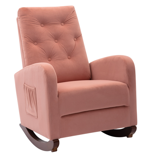 High Back Rocking Chair Nursery Chair , Comfortable Fabric Padded Seat