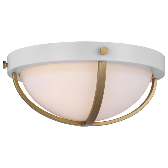 Lincoln 2 Light Large Flush Mount Medium Base 60 Watt Matte White Finish White Opal Glass