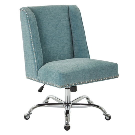 Alyson Office Chair with Silver Nail Heads and Chrome Base