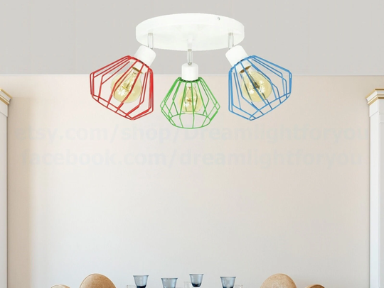 Colored Semi Flush Mount Colored Chandelier Kids Semi Fixture Lighting Pendant Colorful