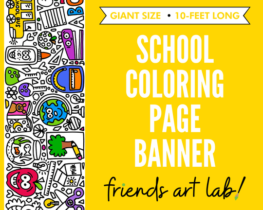 Giant 10-Foot School Coloring Page Banner | Poster School Activity Kids Tablecloth |30"x120"Inches
