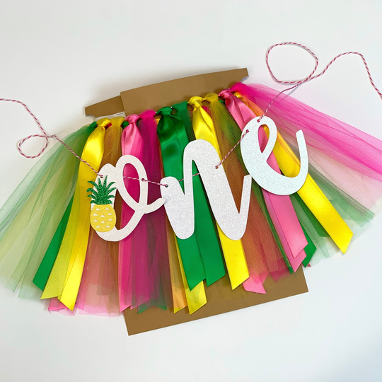 Sweet One Pineapple Theme High Chair First Birthday Banner. Tropical Hawaiian 1st Birthday. Party Like A