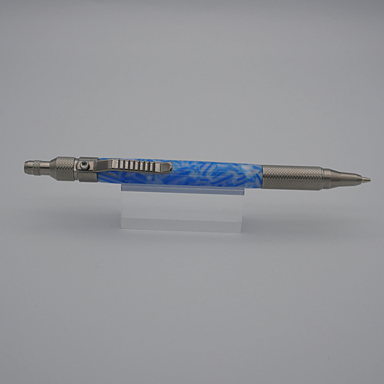 Edc Mechanical Pencil in 303 Stainless Steel & Deep Freeze Acrylic