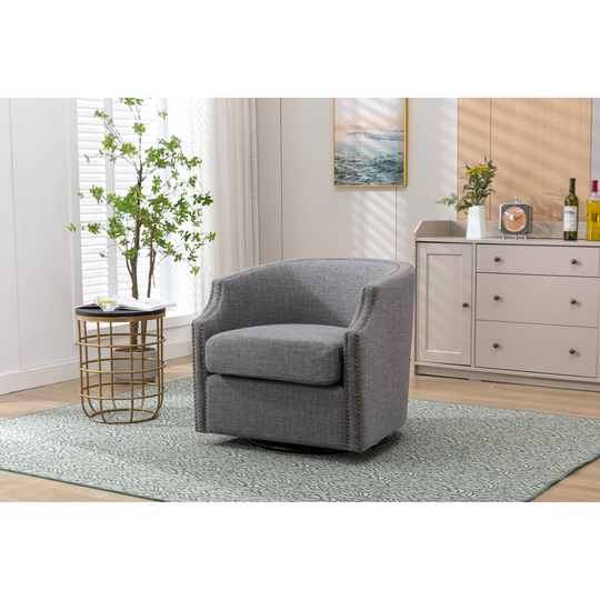 Leisure Barrel Chair, Modern Upholstered Living Room Chair Swivel Chair