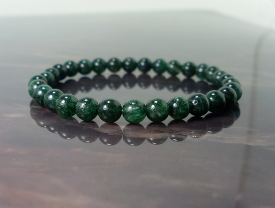 Rare Fuchsite Green Muscovite Mica Bracelet 6mm, Natural Gemstone Bracelet, Unisex Women Men Beaded Gift For Her Him + Bag
