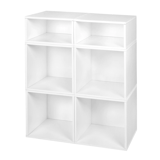 Noble Connect Storage Set- 4 Full Cubes/2 Half Cubes- White Wood Grain