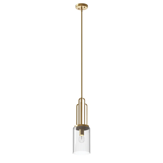 Kichler Kimrose 1 Light Mini Pendant with Clear Fluted Glass in Brushed Natural Brass