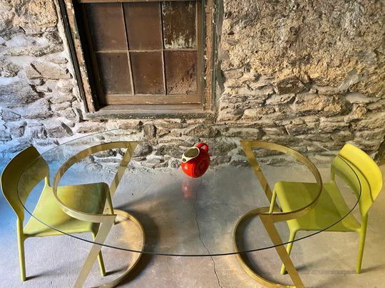 Mid Century Dining Table Gabriella Crespi Glass Top Modern