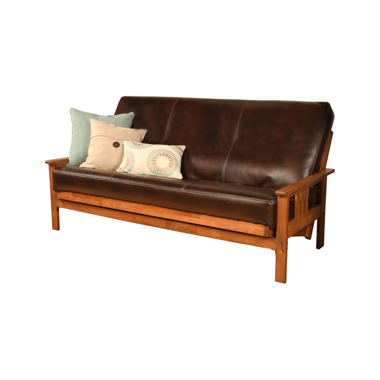 Somette Monterey Sofa in Barbados Finish with Removable Faux Leather Mattress Cover